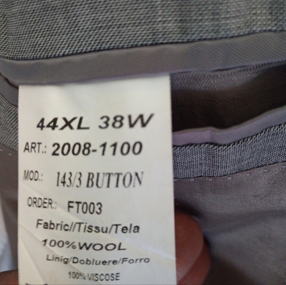 Louis Dell 'Olio Men's Silver Gray 3Btn/2Vents Suits Size 44XL W38 In33.5 - Picture 7 of 10